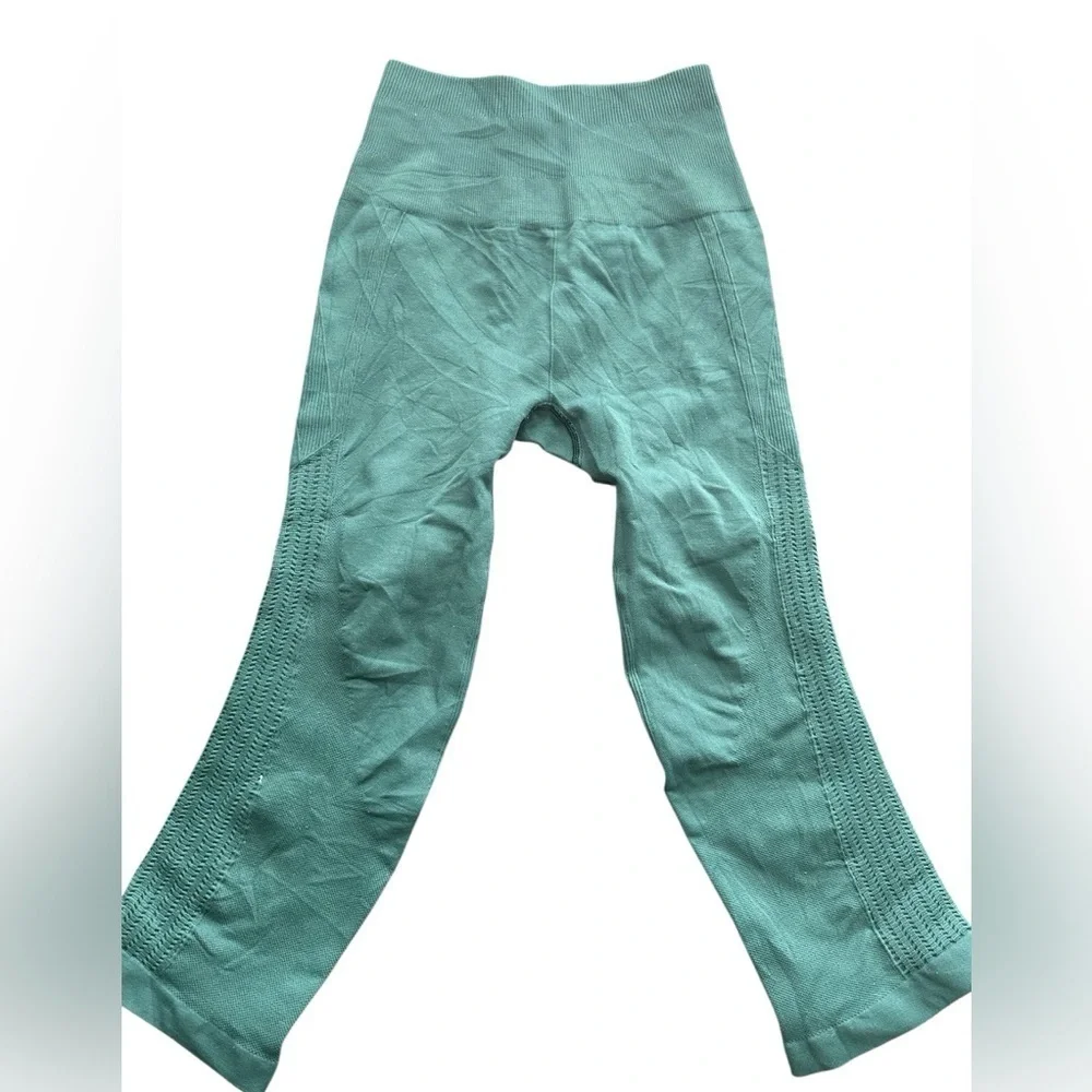 LULULEMON Forest Deep Dark Green Flow and Go Crop Leggings Sz 2 17” A223